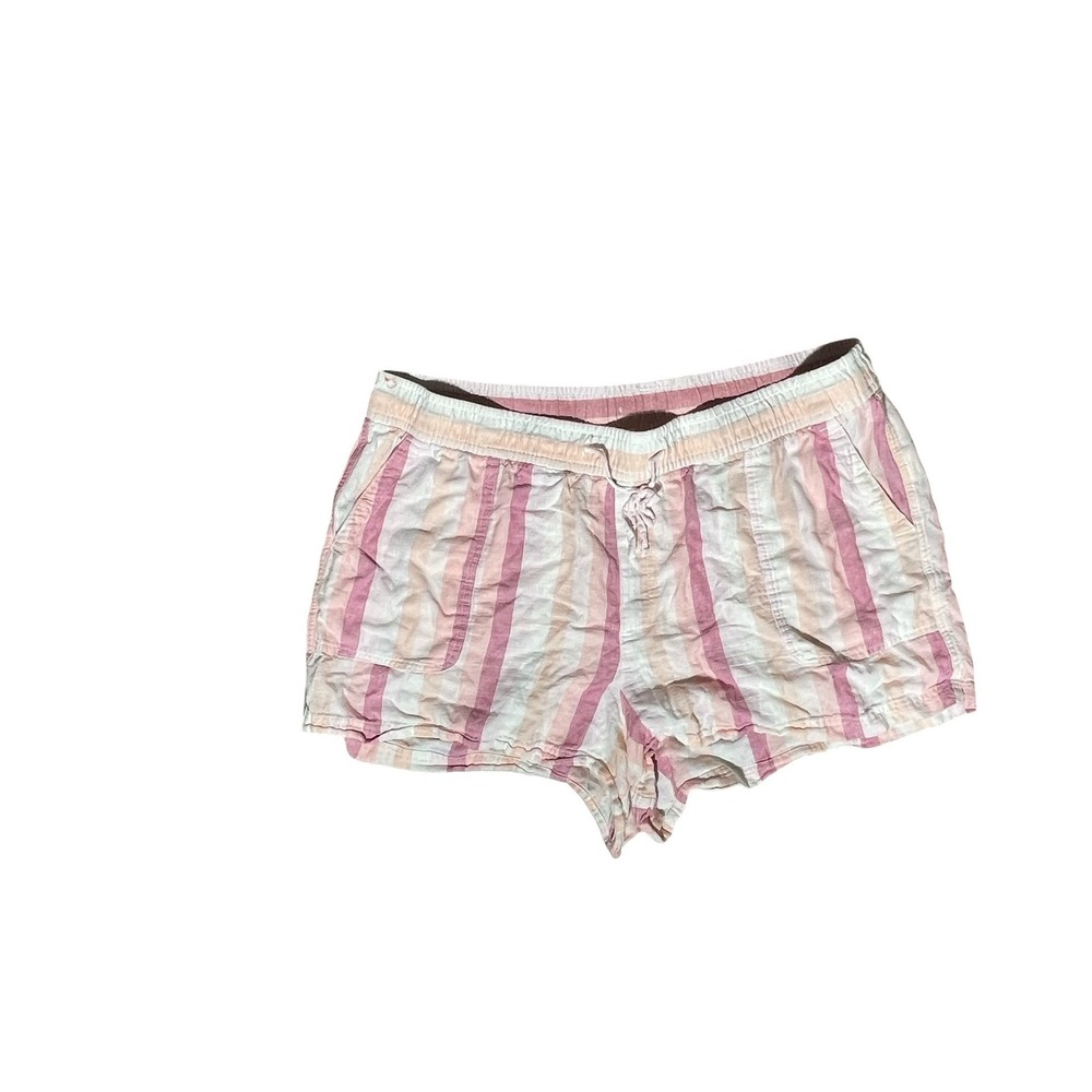 Gap XXL Pink Striped Linen Blend Elastic Waist Shorts with Pockets Casual Breezy